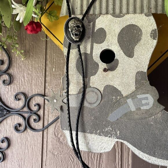 WEDDING Spider Skull Cameo Pendant Bolo Necklace Lariat Tie Gothic WESTERN GOTH - Picture 4 of 12